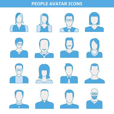 avatar seti, vektör illüstrasyon 