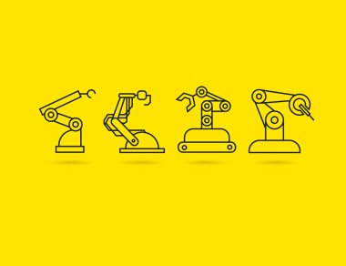 Robotik kol simgeleri, vektör illüstrasyon 