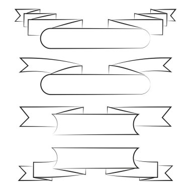 şeritler veya afiş ayarlayın. Vektör Illustration 