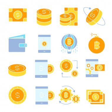 cryptocurrency simgelerinin vektör çizimi