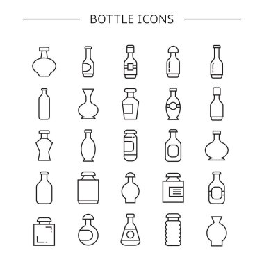 şişe vektör Illustration, simgeler ayarlamak