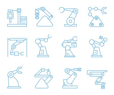 Robotik kol simgeleri, vektör illüstrasyon 