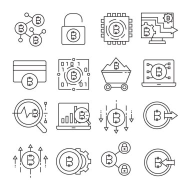 cryptocurrency simgelerinin vektör çizimi