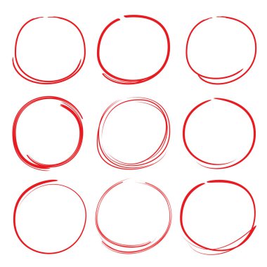 kırmızı el işaretleyici elementler, boş daireler ve ovalar