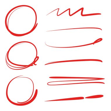 kırmızı el çizilmiş daire vurgulayıcı ve altı çizili