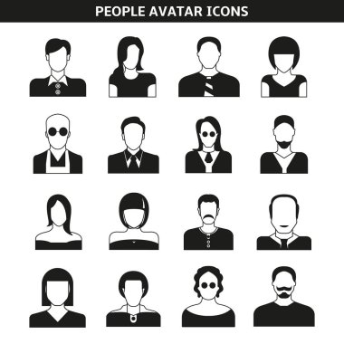 avatar seti, vektör illüstrasyon 