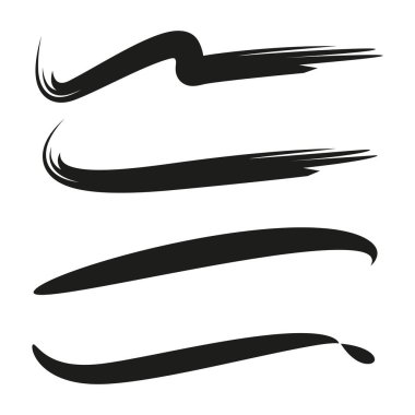 siyah mürekkep fırça kontur çizgi seti