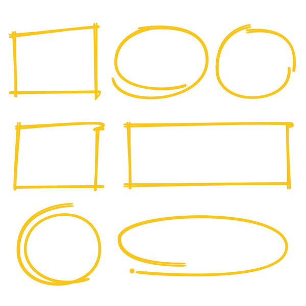 yellow marker text selection vector set, , circle marker, frame marker