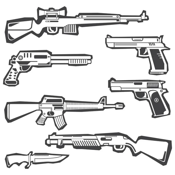 Ilustração Vetorial Armas Ícones — Vetor de Stock