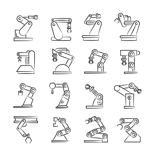 Robotarm Iconen Vector Illustratie — Stockvector