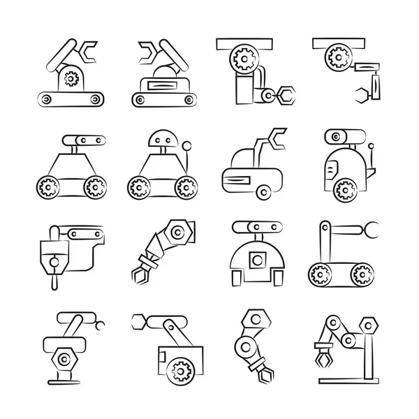 Iconos Brazo Robótico Ilustración Vectorial — Vector de stock