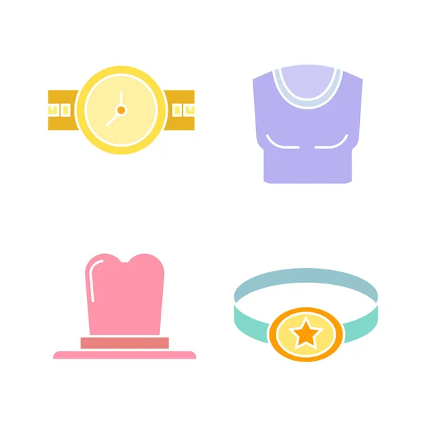 Doek Mode Kleding Web Iconen Ingesteld Vectorillustratie — Stockvector