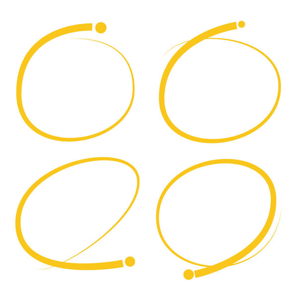 hand drawn circle marker, highlighter elements vector