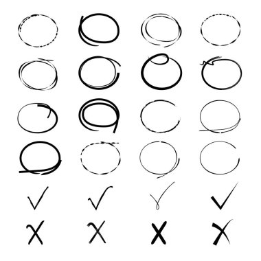el çizilmiş marker elemanları, sadece vektör illüstrasyon