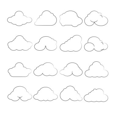 bulutlar simgeleri kümesi, sadece vektör illüstrasyon