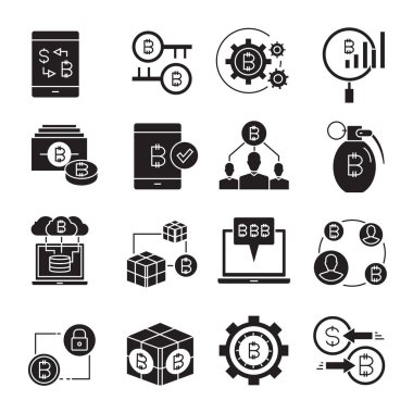 cryptocurrency simgelerinin vektör çizimi