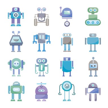 vektör Illustration modern robotlar, simgeler