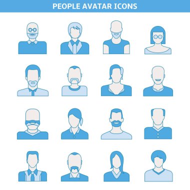 avatar seti, vektör illüstrasyon 
