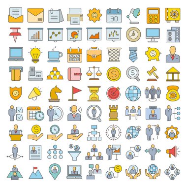 İş ve ofis web simgeleri ayarlandı. Vektör illüstrasyonu              