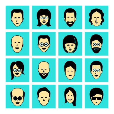 avatar seti, vektör illüstrasyon 