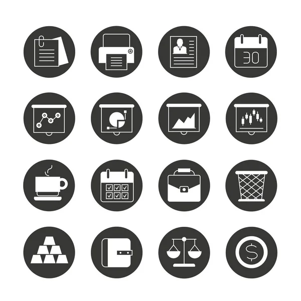 Set Business Line Icons Vector Illustration — Stock Vector