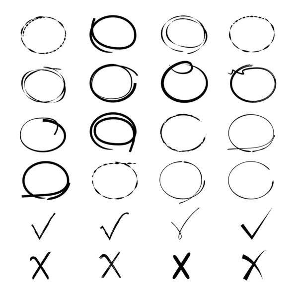 Elementos Marcadores Desenhados Mão Simplesmente Ilustração Vetorial —  Vetores de Stock