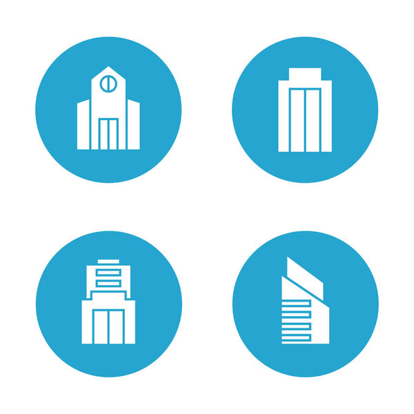 vector illustration of modern  buildings, icons