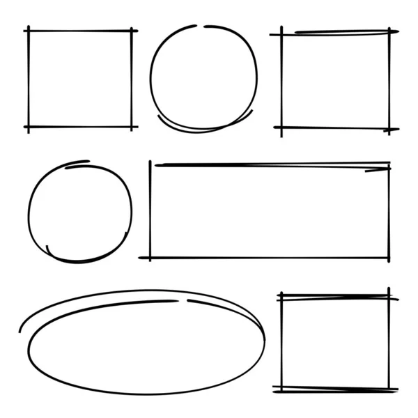 Elementos Marcador Círculo Rectángulo Establecido Para Marcar Resaltar Texto — Archivo Imágenes Vectoriales