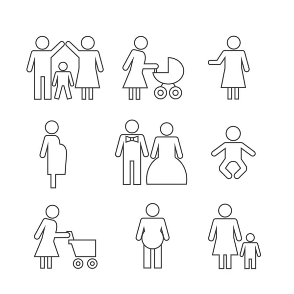 family people Web icons set. Vector illustration