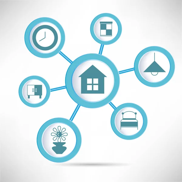 Vector Illustration Smart House Web Icons — Stock Vector