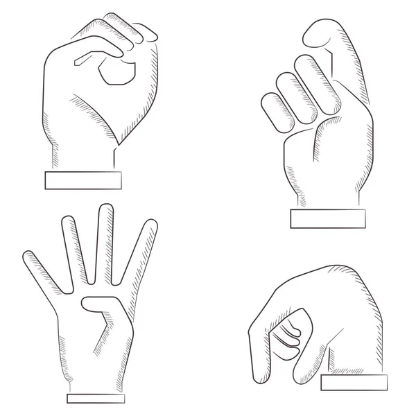 Hand Iconen Set Cartoon Stijl — Stockvector