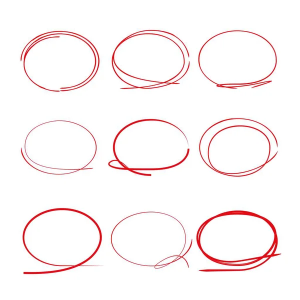 Handgezeichnete Markierungselemente Leere Kreise Und Ovale — Stockvektor