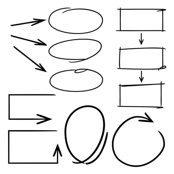 Flechas Dibujadas Mano Círculo Rectángulo Para Diagrama Diagrama Flujo — Archivo Imágenes Vectoriales