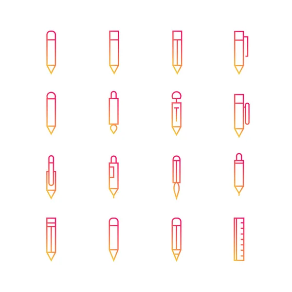 Stift Bleistift Web Icons Gesetzt Vektorillustration — Stockvektor