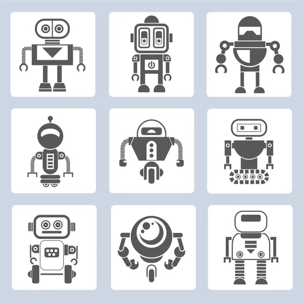 Vector Illustration Modern Robots Icons — Stock Vector