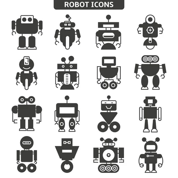 Vector Illustration Modern Robots Icons — Stock Vector