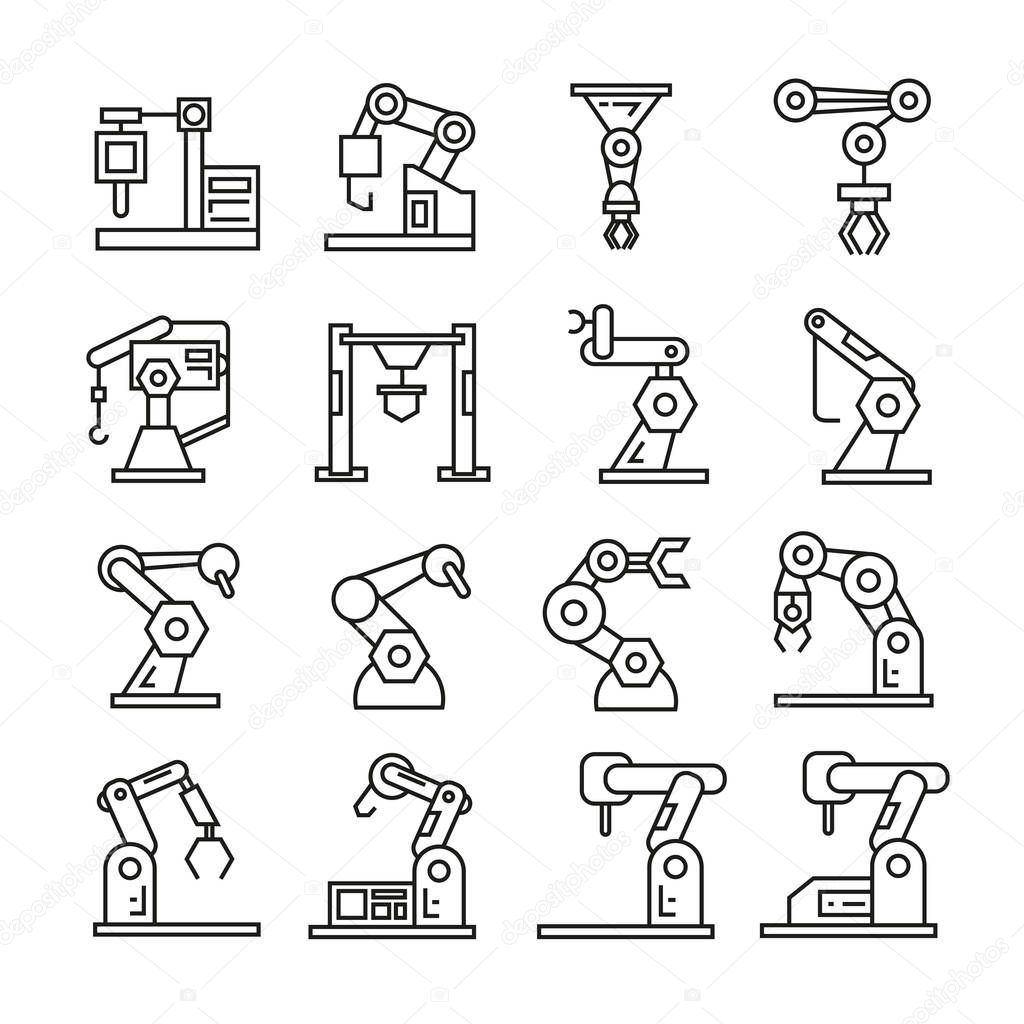 Robotic arm icons, vector illustration 