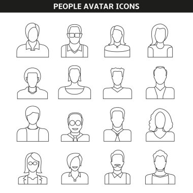 avatar seti, vektör illüstrasyon 