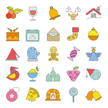 Noel simgeleri kümesi, sadece vektör illüstrasyon 