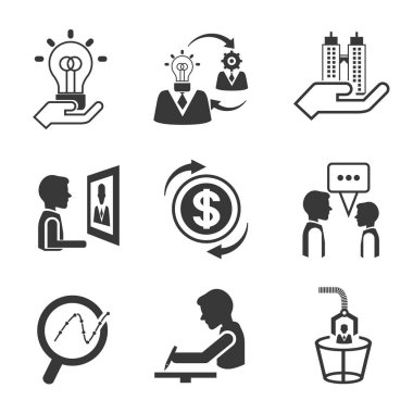 iş kavramı, vektör illüstrasyon. Simgeler ayarlandı
