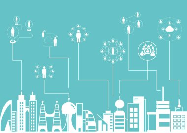 şehir vektör illüstrasyon, iş simgeleri 