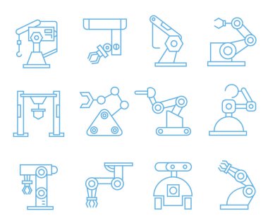 Robotik kol simgeleri, vektör illüstrasyon 