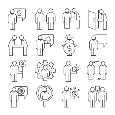 İş konsepti. İş simgelerinin vektör çizimi