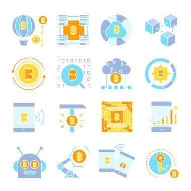 cryptocurrency simgelerinin vektör çizimi