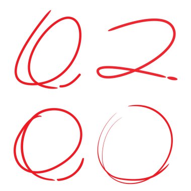 kırmızı el işaretleyici elementler, boş daireler ve ovalar