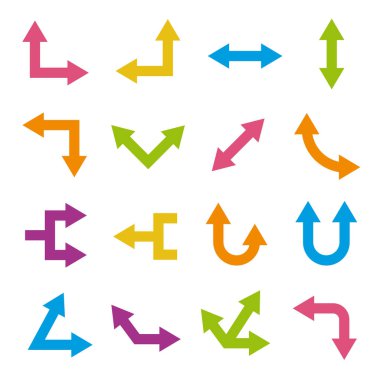 Ok simgelerinin vektör illüstrasyonu ayarlandı