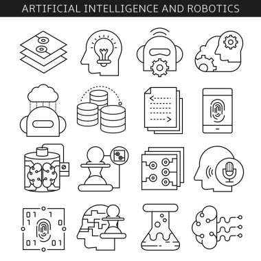 iş konsepti, yapay zeka ve robotik vektör illüstrasyon 