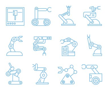 Robotik kol simgeleri, vektör illüstrasyon 