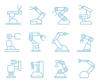 Robotik kol simgeleri, vektör illüstrasyon 