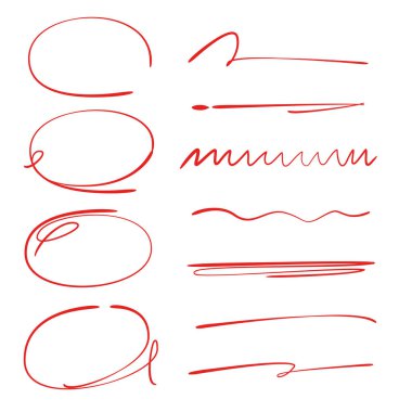 kırmızı el çizilmiş daire vurgulayıcı ve altı çizili